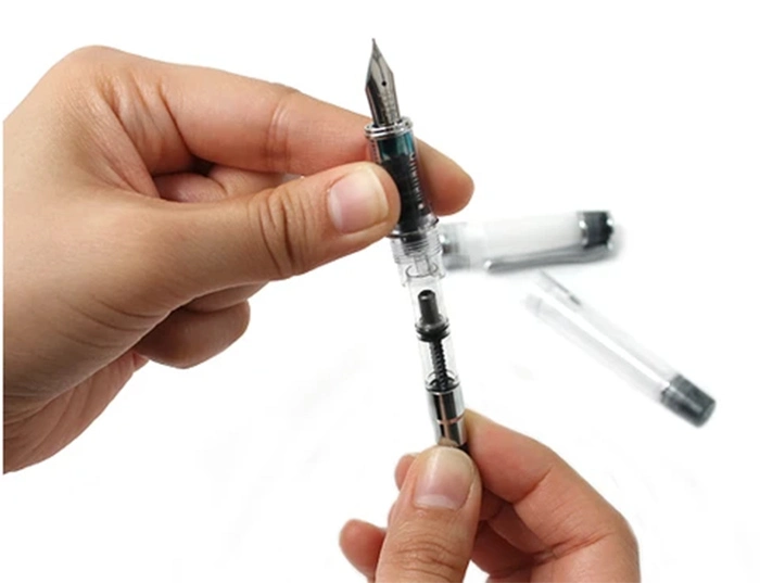 Instructions for installing a fountain pen using pump ink