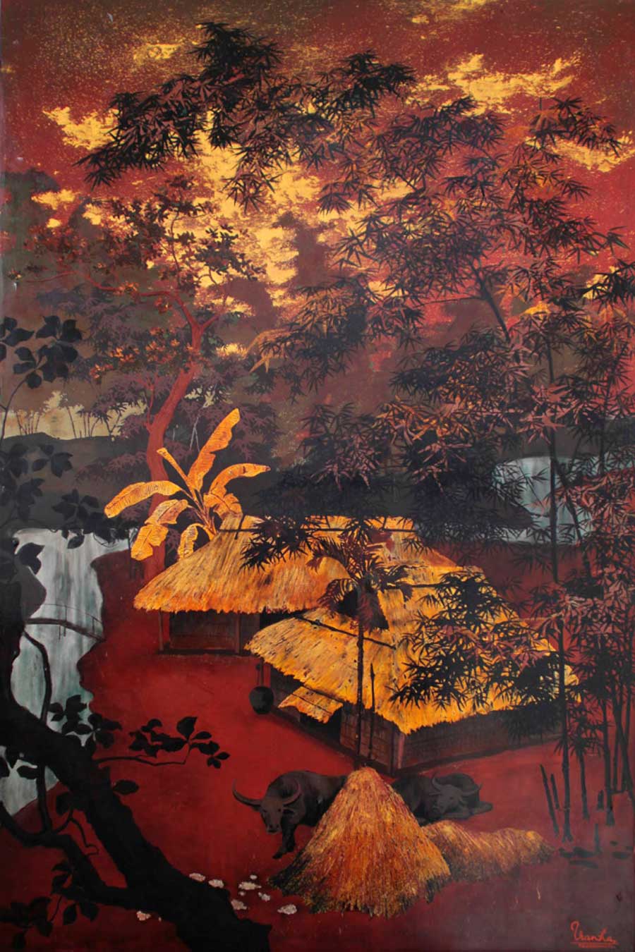 Photo: Lacquer Paintings by Tran Ha - Thu Dau Mot Village - 1940s, 1950s