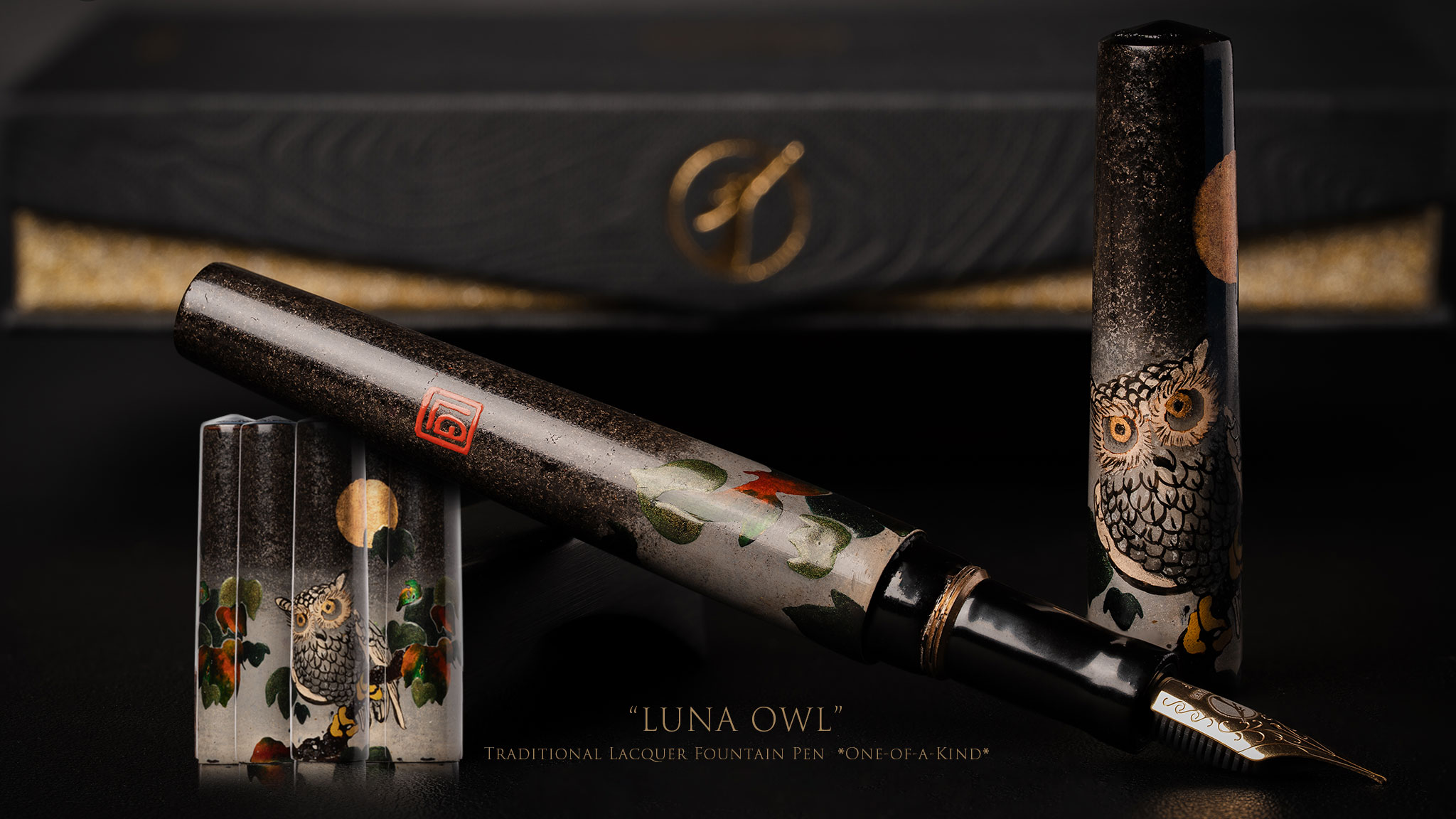 Vietnamese Lacquer Fountain Pen – “Luna Owl” One-of-a-Kind, Crafted by CONCOPENS (Artisan Loan Dat)