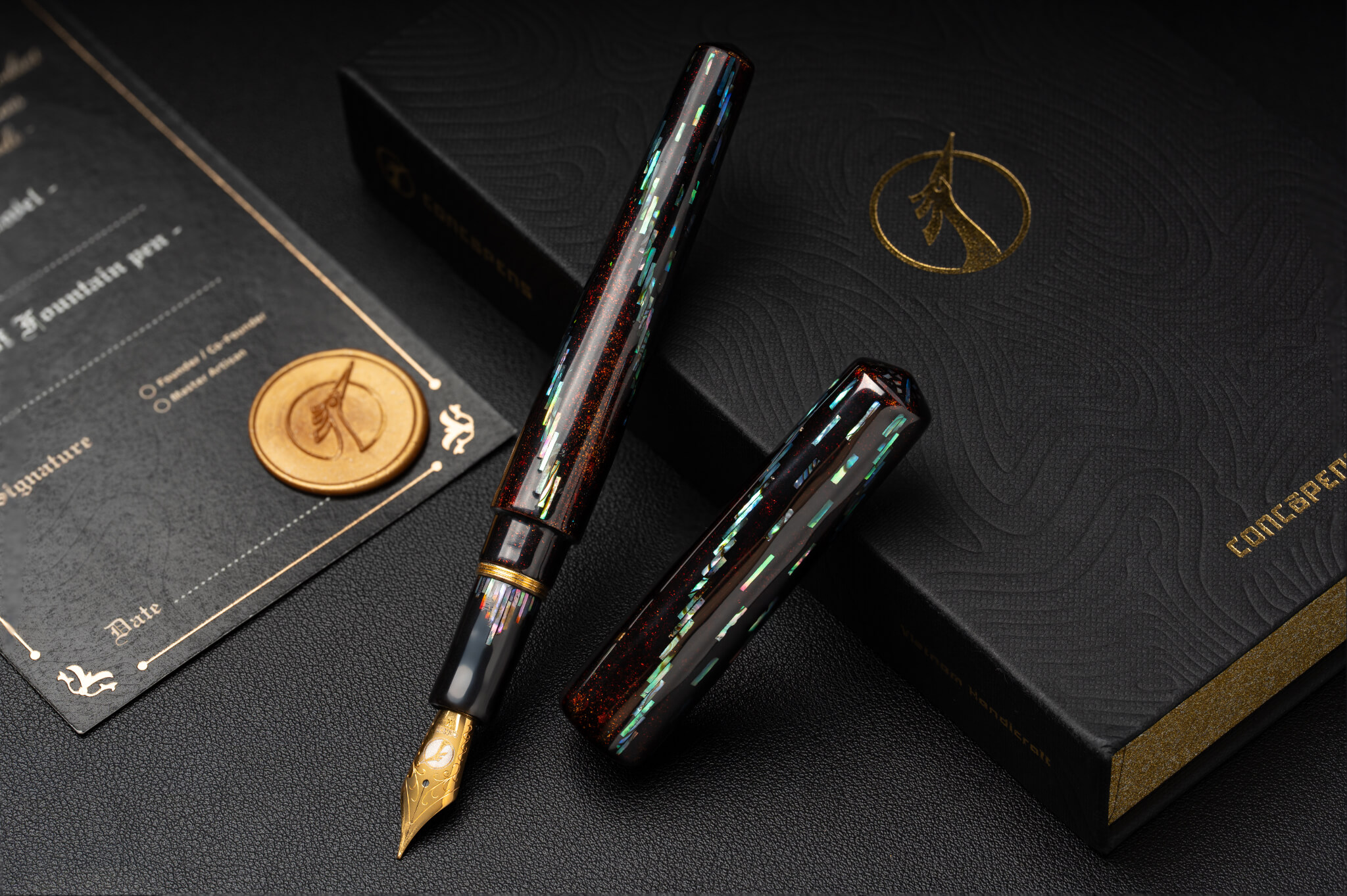 Vietnamese Lacquer Fountain Pen with Mother-of-Pearl Inlay – Bolide