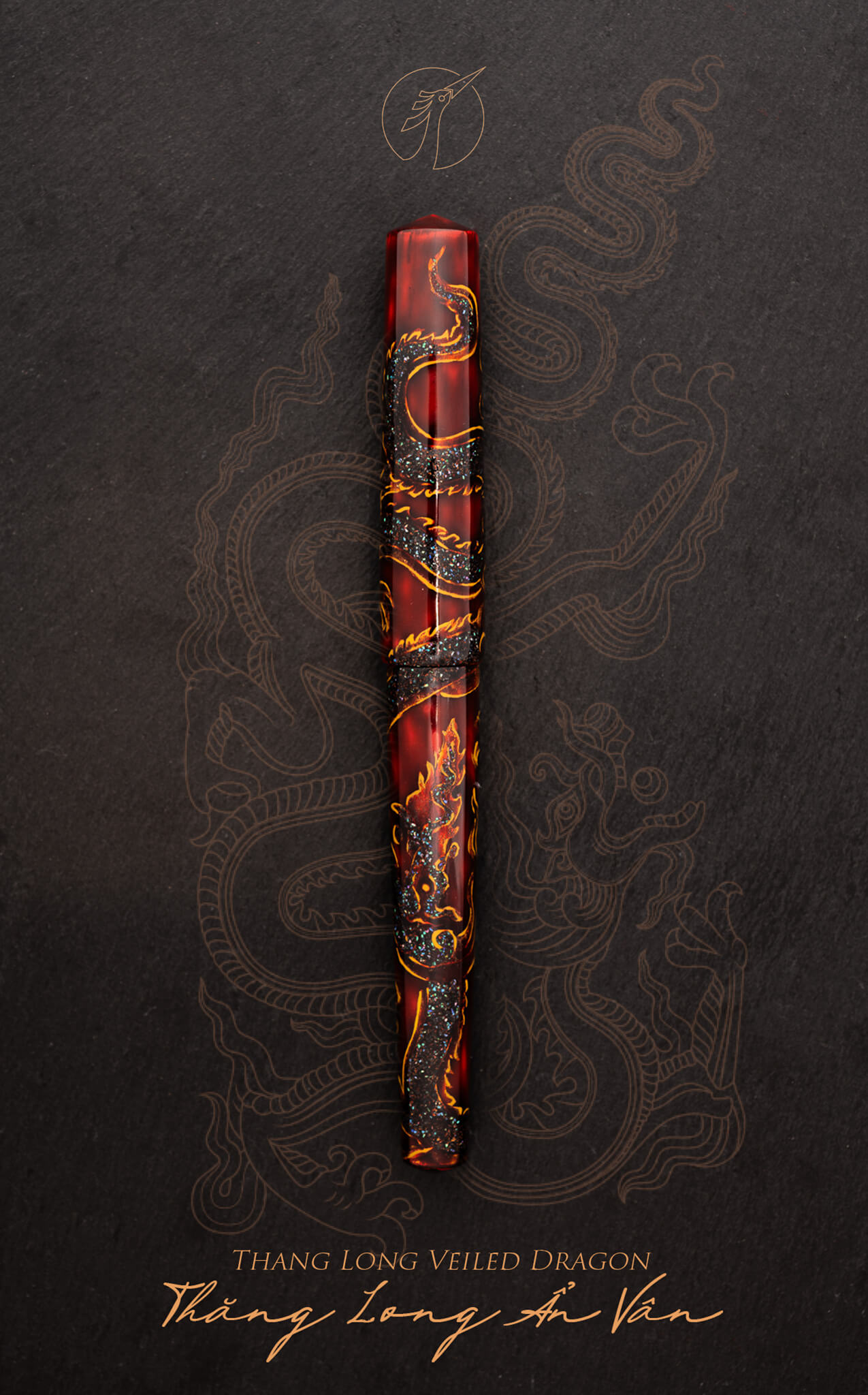 Vietnamese Lacquer Fountain Pen – Thang Long Veiled Dragon A unique masterpiece, crafted by CONCOPENS.